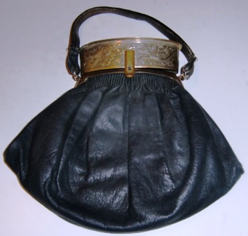 M327M Edwardian French black Skin handbag x